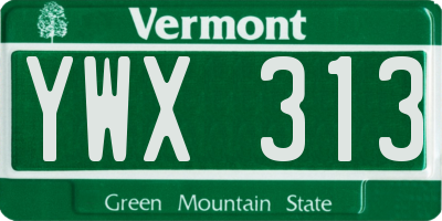VT license plate YWX313