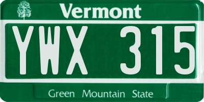 VT license plate YWX315