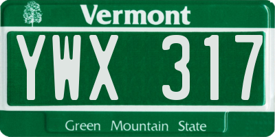 VT license plate YWX317