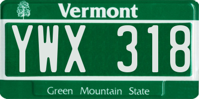 VT license plate YWX318