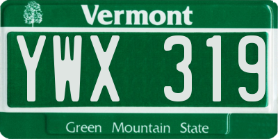 VT license plate YWX319