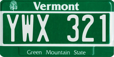 VT license plate YWX321