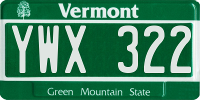 VT license plate YWX322