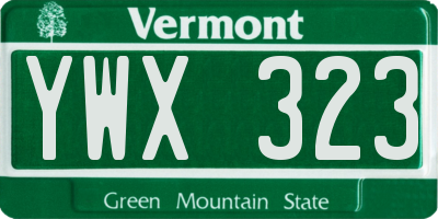 VT license plate YWX323