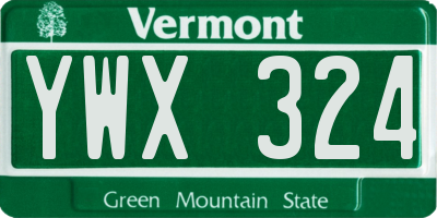 VT license plate YWX324