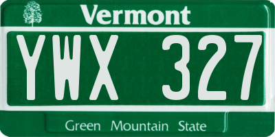 VT license plate YWX327