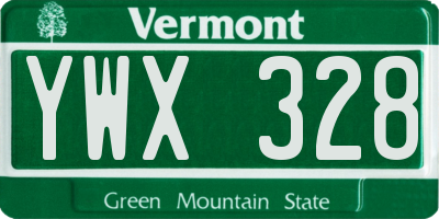 VT license plate YWX328
