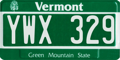 VT license plate YWX329