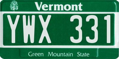 VT license plate YWX331