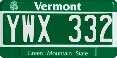 VT license plate YWX332
