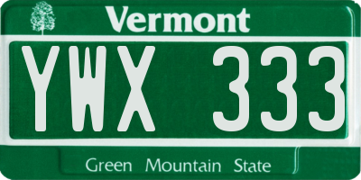 VT license plate YWX333