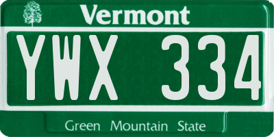 VT license plate YWX334