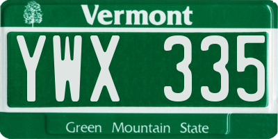 VT license plate YWX335