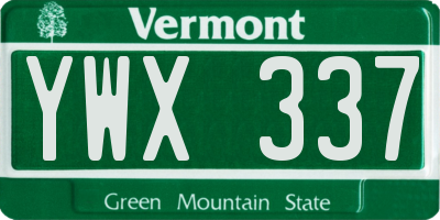 VT license plate YWX337