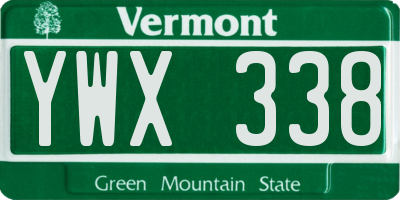 VT license plate YWX338