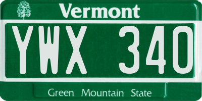 VT license plate YWX340