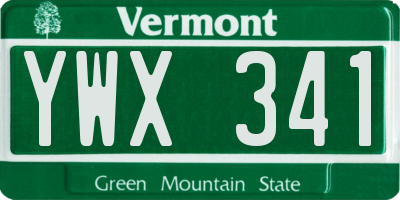 VT license plate YWX341