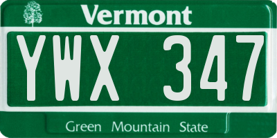 VT license plate YWX347