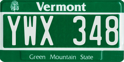 VT license plate YWX348