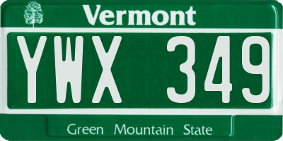VT license plate YWX349