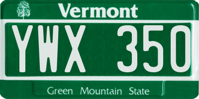 VT license plate YWX350