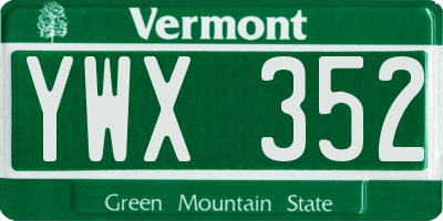 VT license plate YWX352