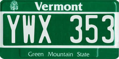 VT license plate YWX353