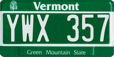 VT license plate YWX357