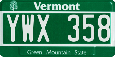 VT license plate YWX358