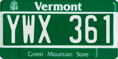 VT license plate YWX361