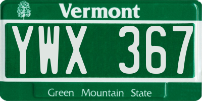 VT license plate YWX367
