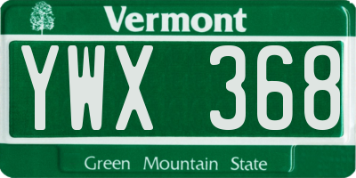 VT license plate YWX368