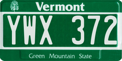 VT license plate YWX372
