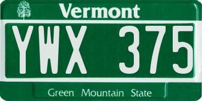 VT license plate YWX375