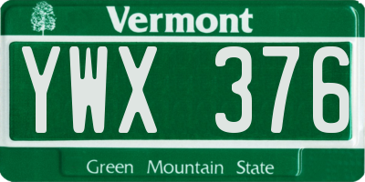 VT license plate YWX376