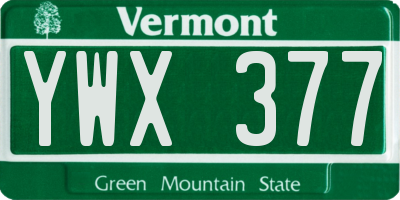 VT license plate YWX377