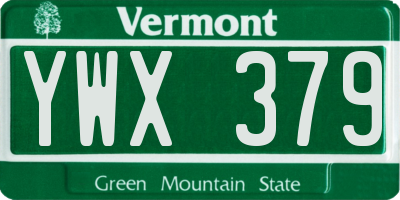 VT license plate YWX379