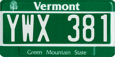 VT license plate YWX381