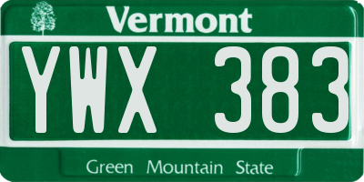 VT license plate YWX383