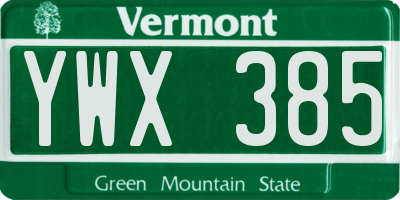 VT license plate YWX385