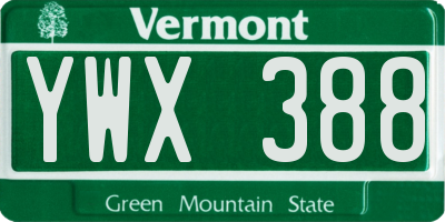 VT license plate YWX388