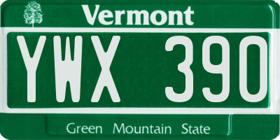 VT license plate YWX390