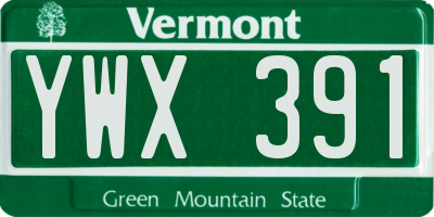 VT license plate YWX391