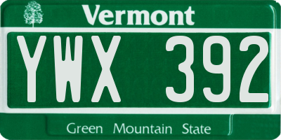 VT license plate YWX392