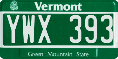 VT license plate YWX393