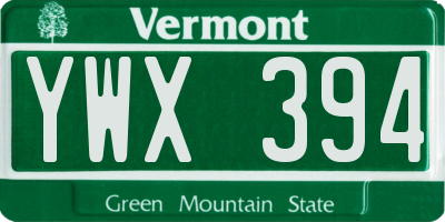 VT license plate YWX394