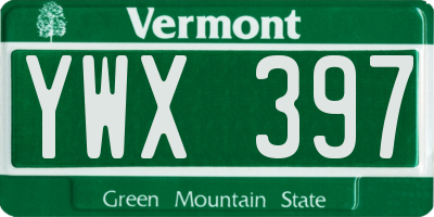 VT license plate YWX397