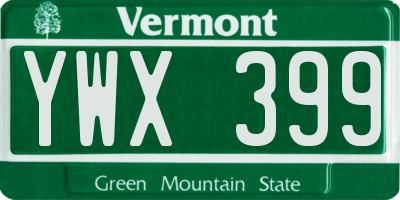 VT license plate YWX399