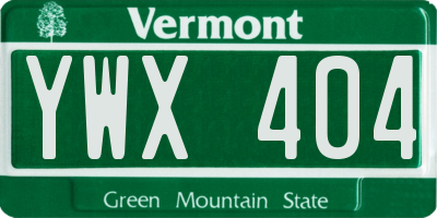 VT license plate YWX404