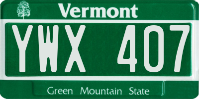 VT license plate YWX407